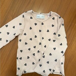 Zara Kids Long Sleeve Heart Top - Cream and Black